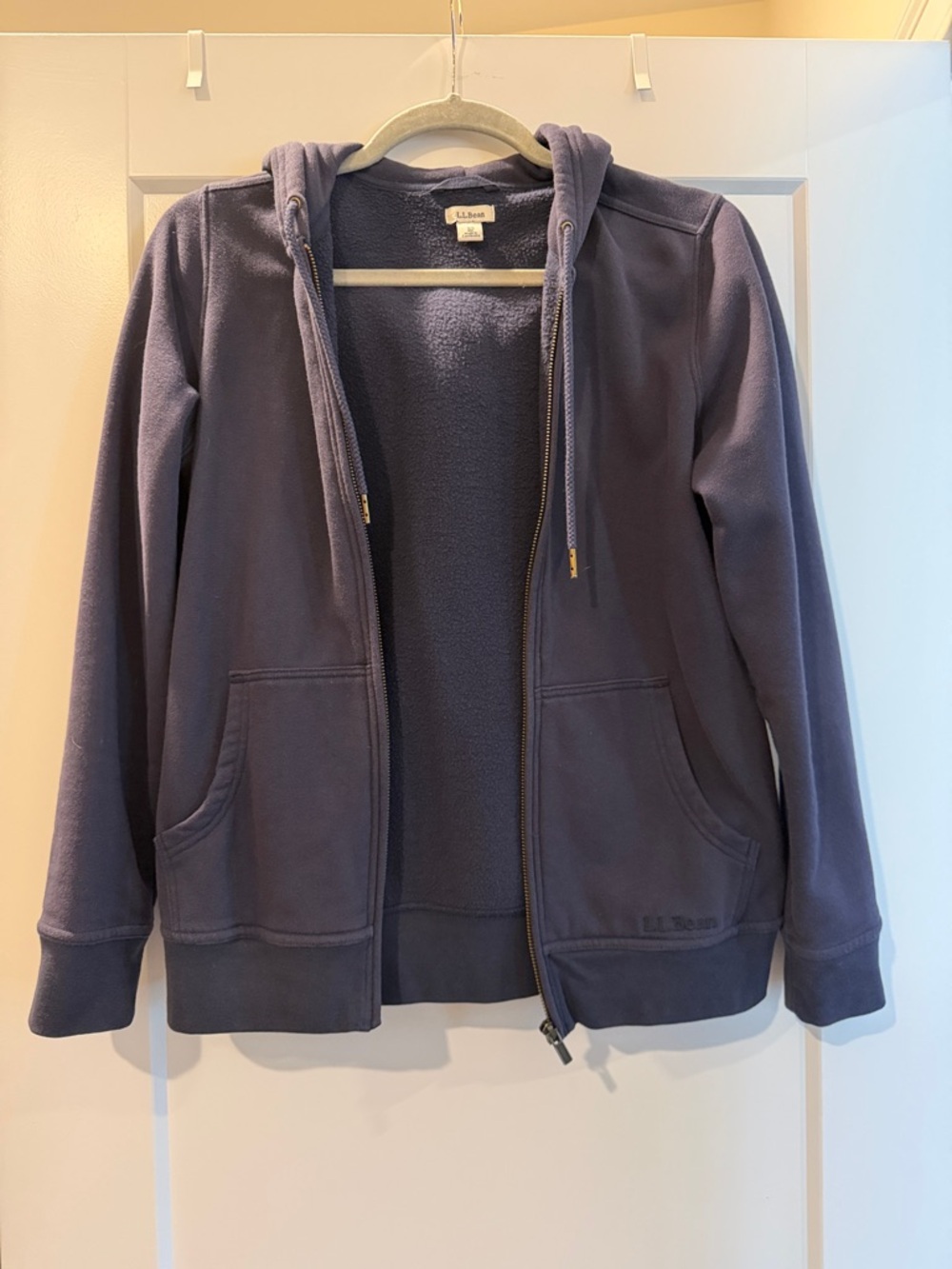 L.L. Bean Navy Blue Zip-Front Hooded Fleece XS